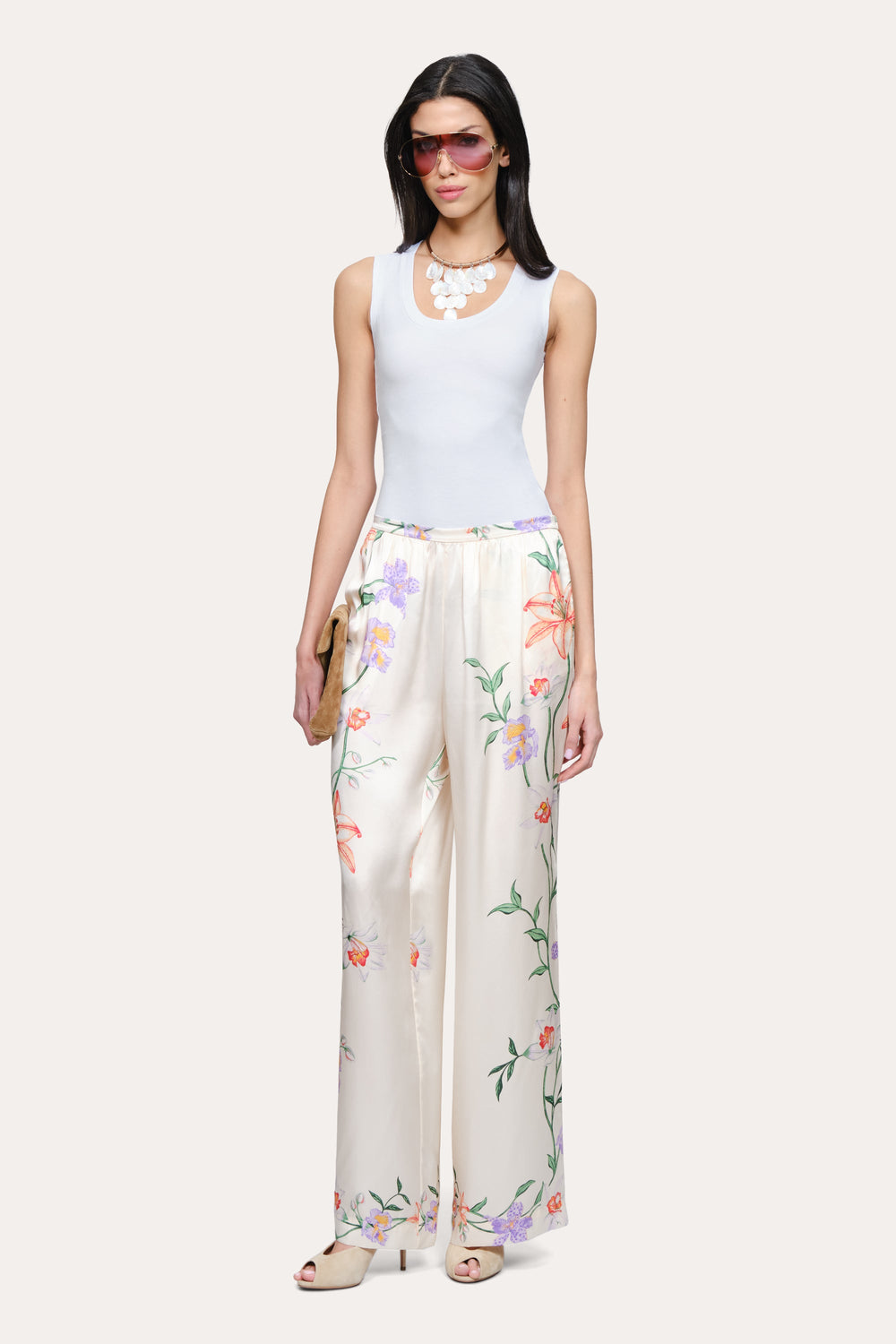 Frances Floral Silk Pant | Elie Tahari PETALE D'ORO