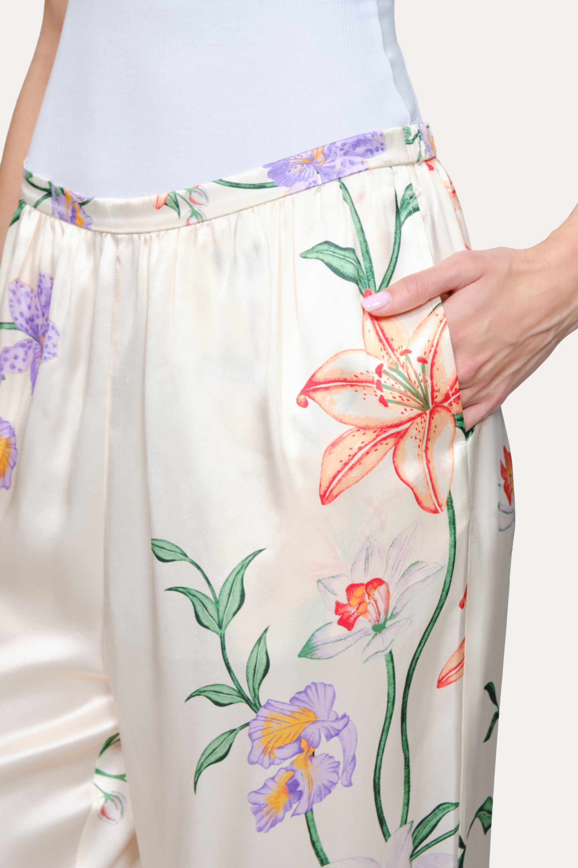 Frances Floral Silk Pant | Elie Tahari PETALE D'ORO