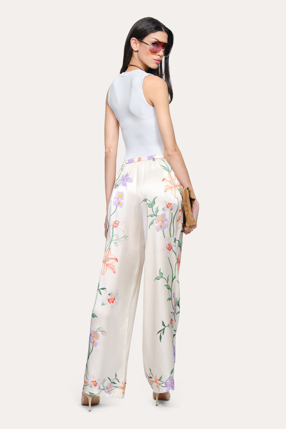 Frances Floral Silk Pant | Elie Tahari PETALE D'ORO