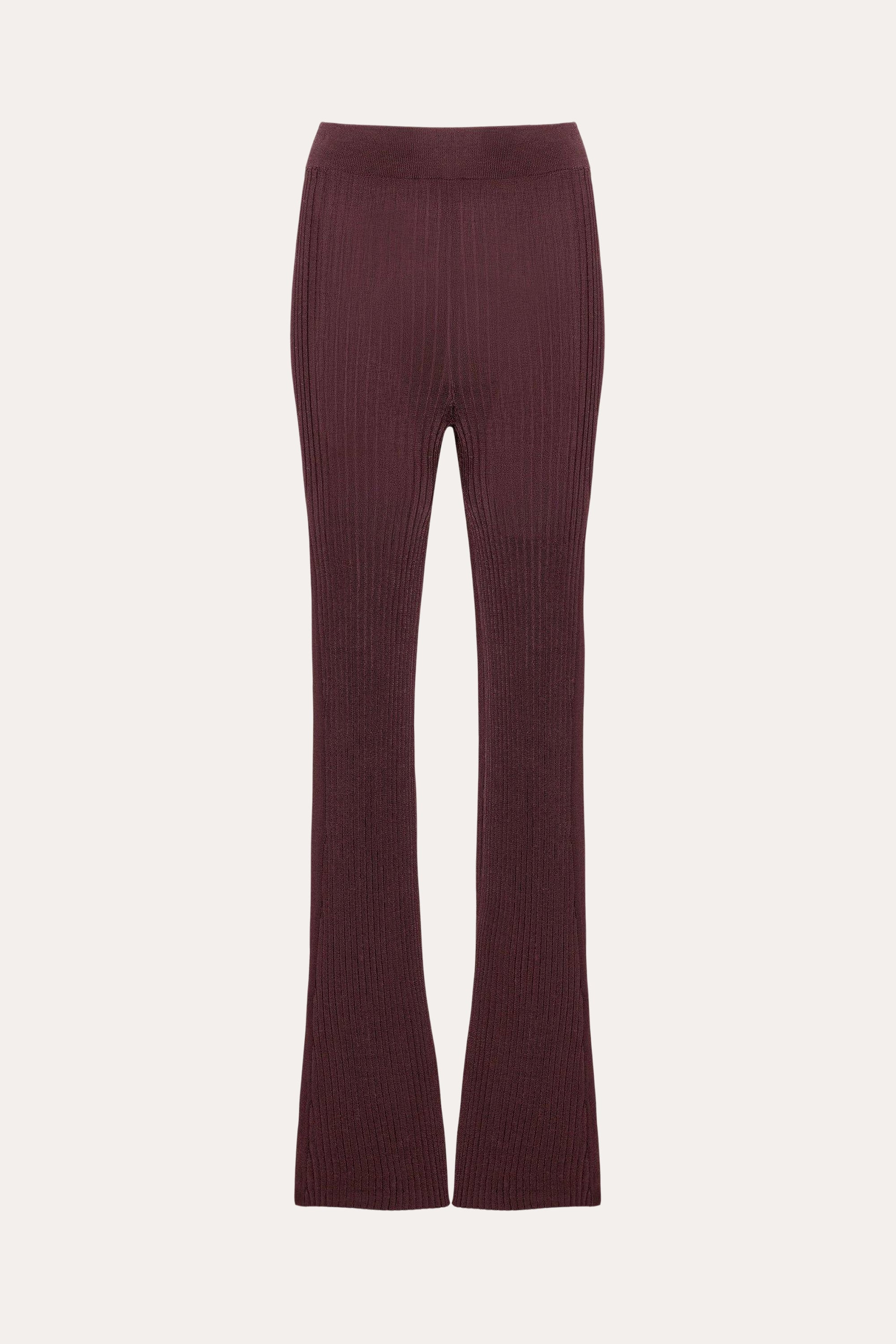 Roxanne Ribbed Flare Pant | Elie Tahari PORT WINE