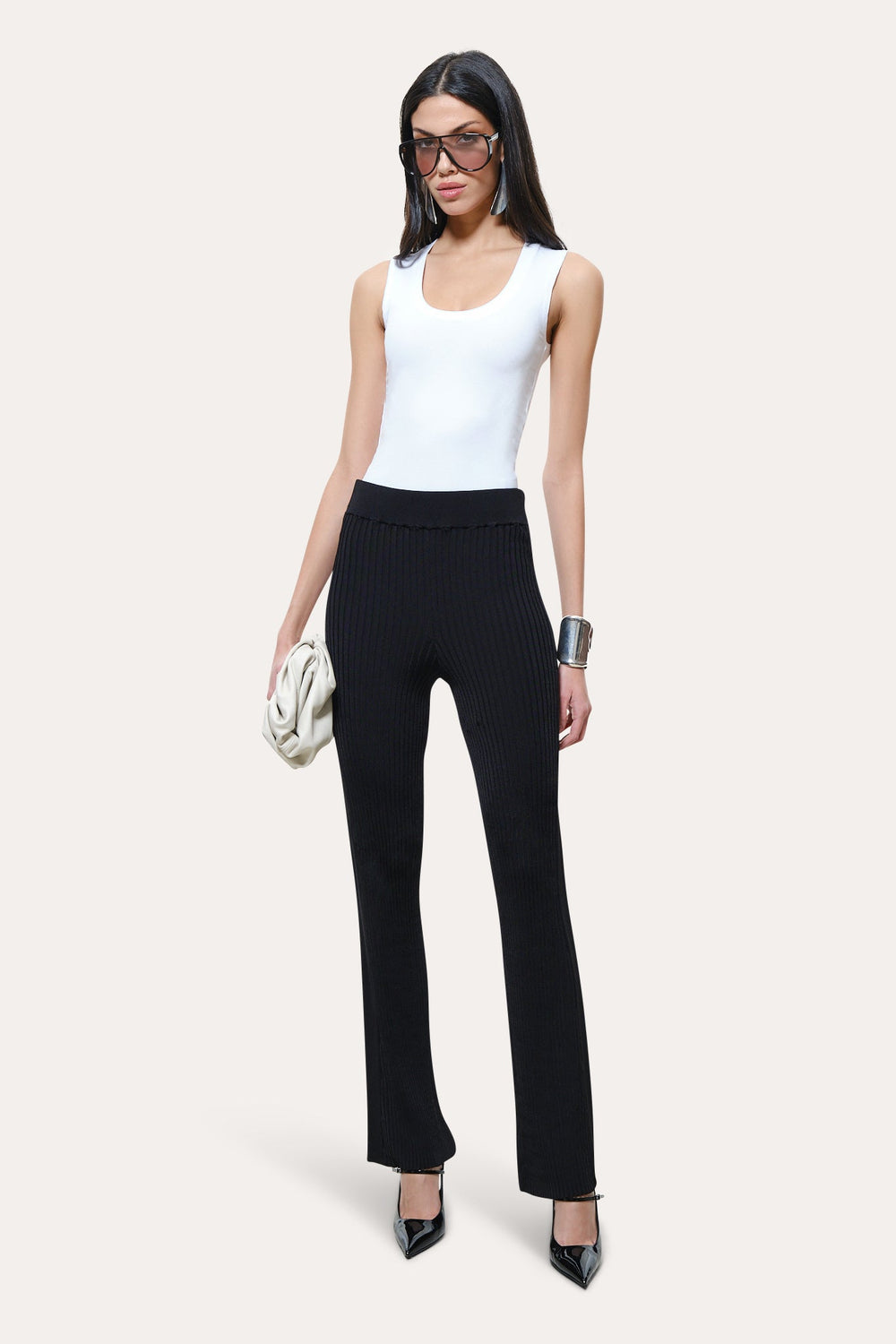Roxanne Ribbed Flare Pant | Elie Tahari BLACK