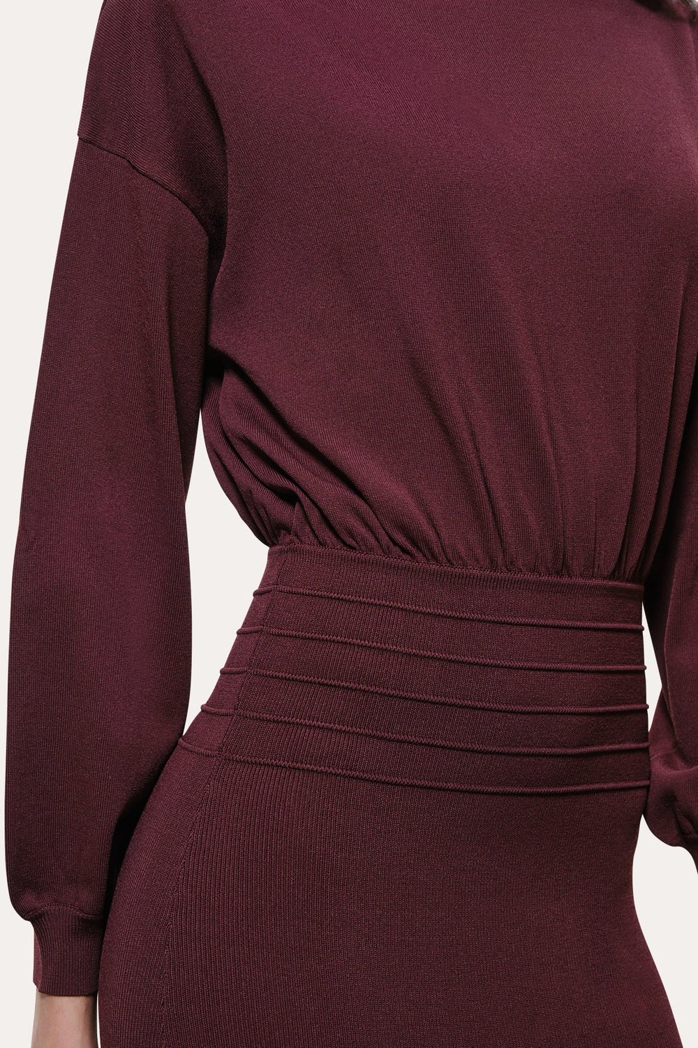 Yara Milano Knit Midi Dress | Elie Tahari PORT WINE