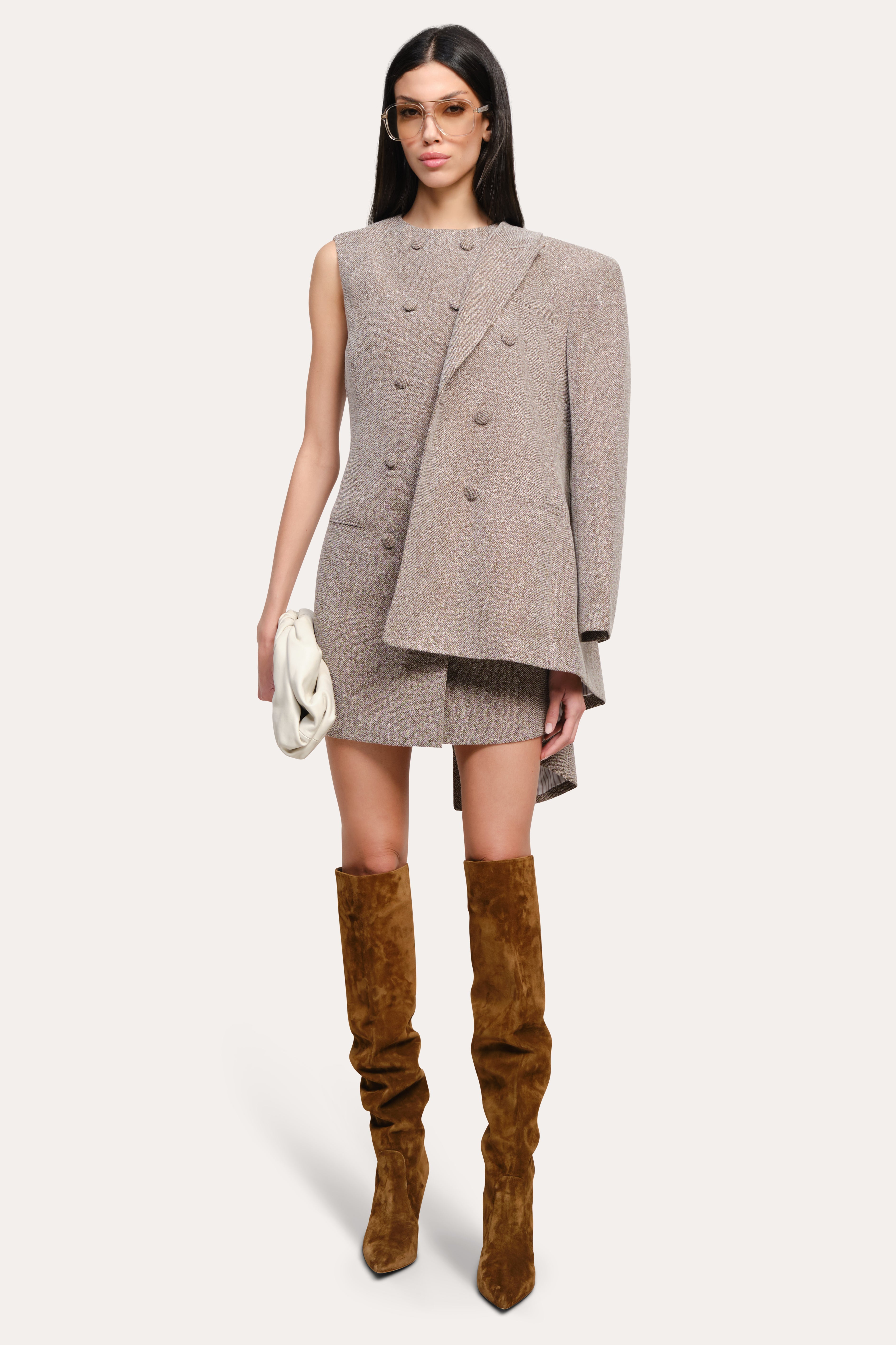 Cécile Bouclé Button Dress | Elie Tahari BROWN MELANGE