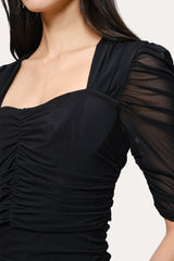 Ruched Mesh Dress | Elie Tahari BLACK