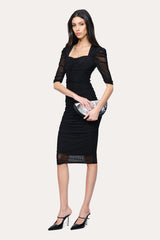 Ruched Mesh Dress | Elie Tahari BLACK