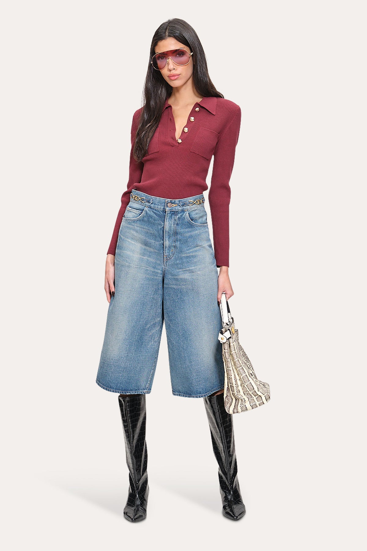 Classic Knitted Polo | Elie Tahari MULBERRY