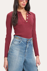 Classic Knitted Polo | Elie Tahari MULBERRY