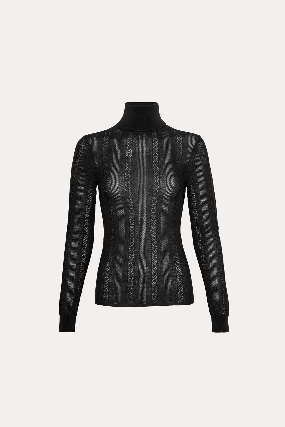 Silk Pointelle Turtleneck Sweater | Elie Tahari BLACK