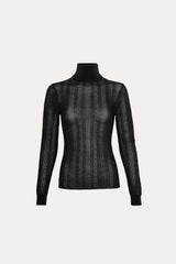 Silk Pointelle Turtleneck Sweater | Elie Tahari BLACK