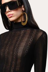 Silk Pointelle Turtleneck Sweater | Elie Tahari BLACK