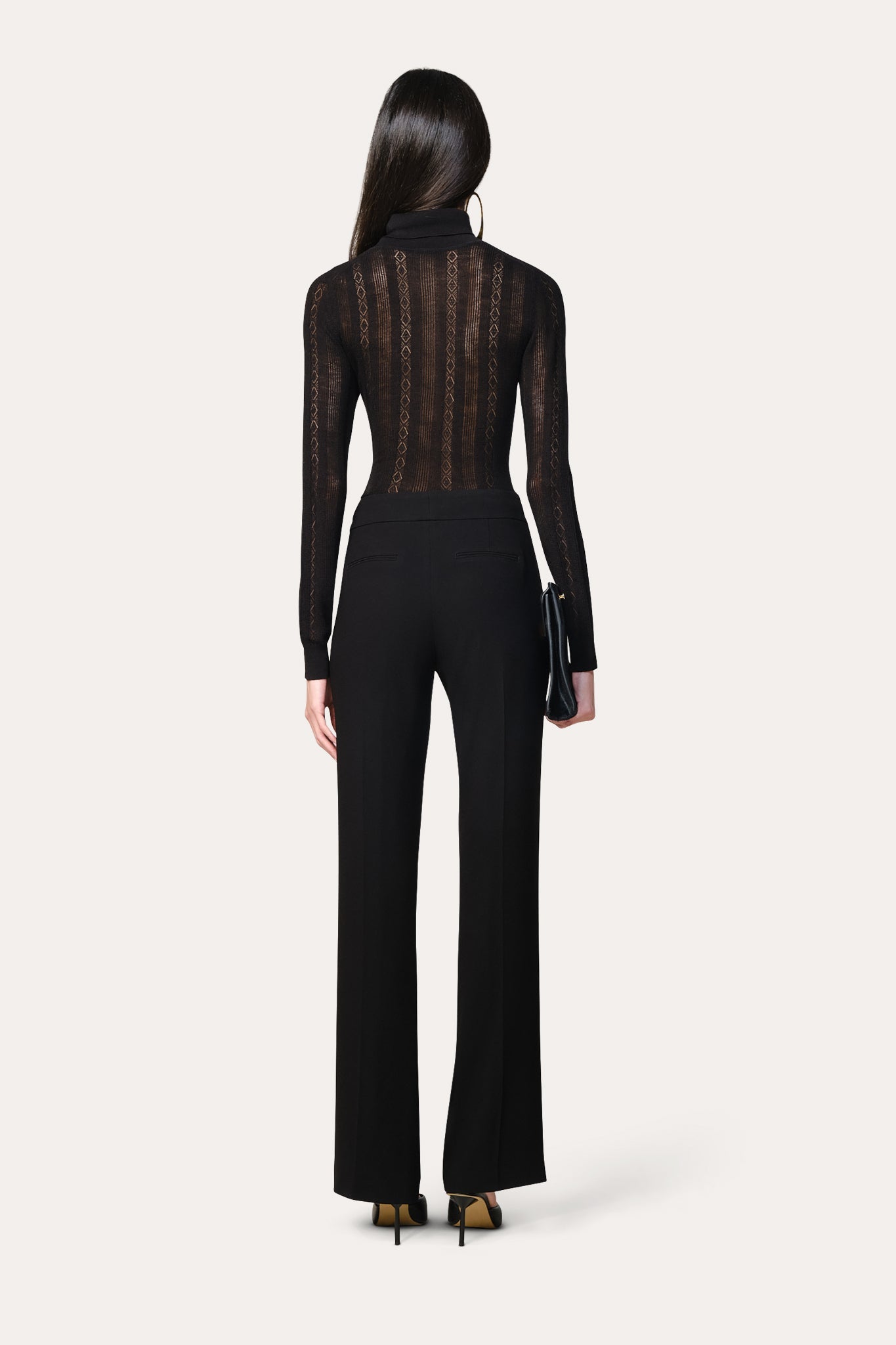 Silk Pointelle Turtleneck Sweater | Elie Tahari BLACK