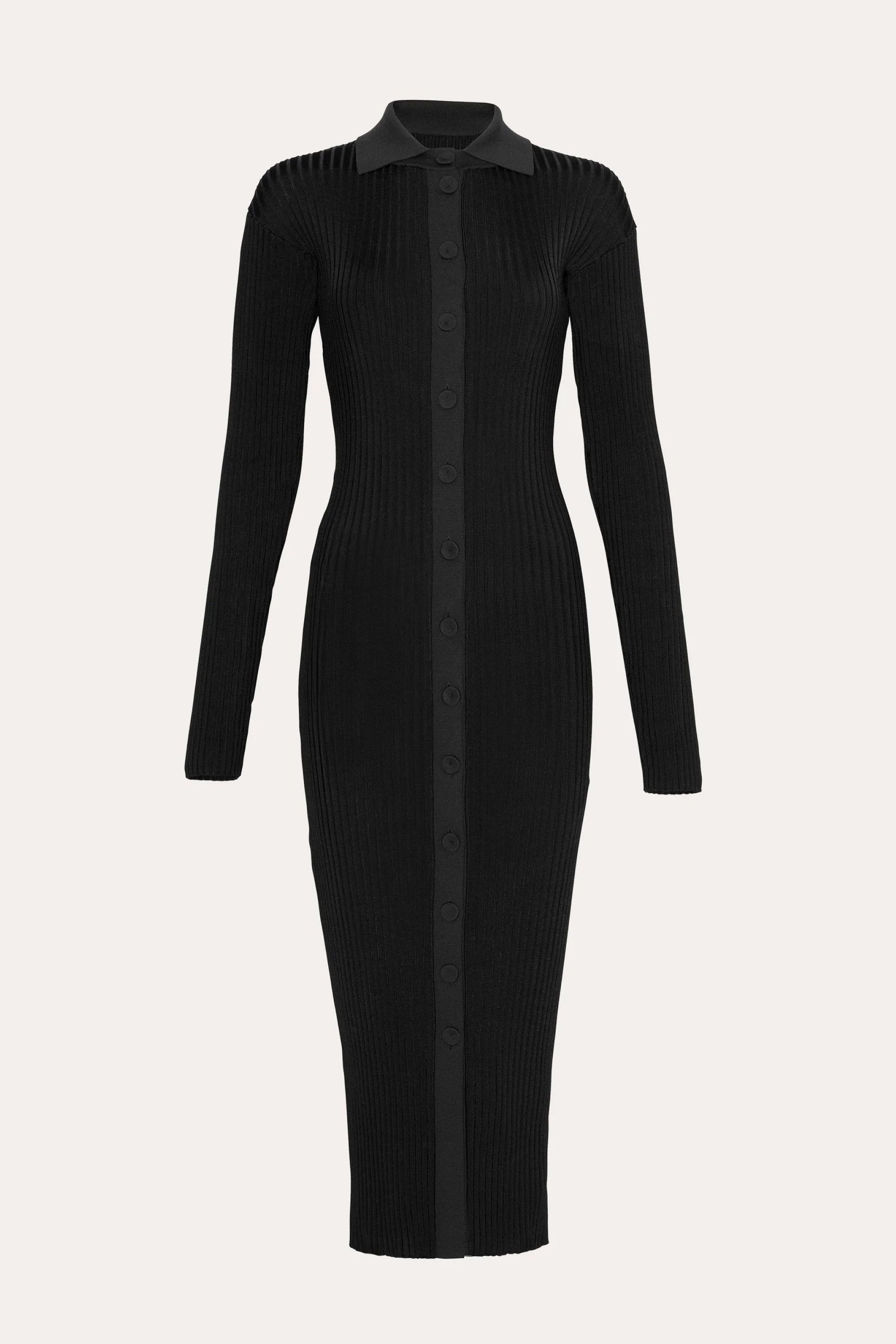 Roxanne Ribbed Duster Dress | Elie Tahari BLACK