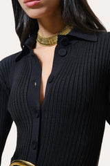 Roxanne Ribbed Duster Dress | Elie Tahari BLACK