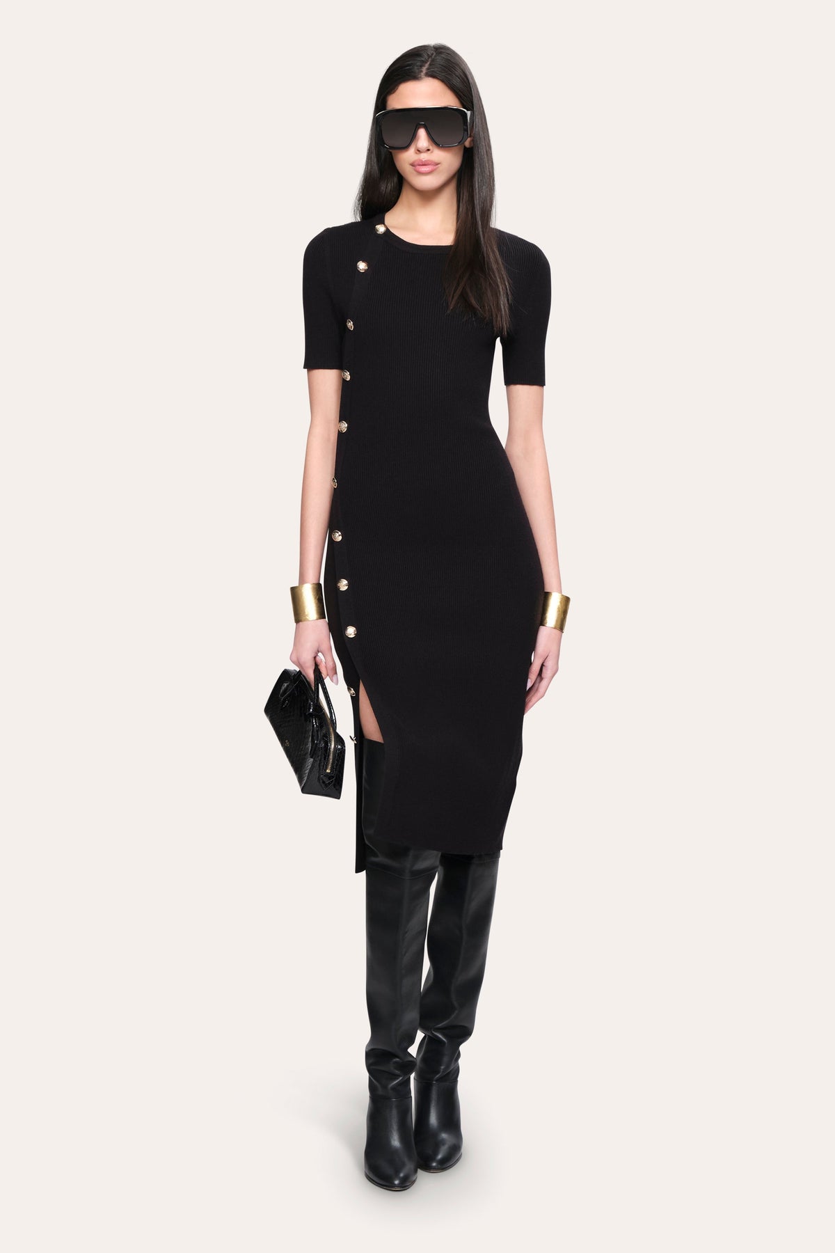 Bella Ribbed Dress | Elie Tahari BLACK