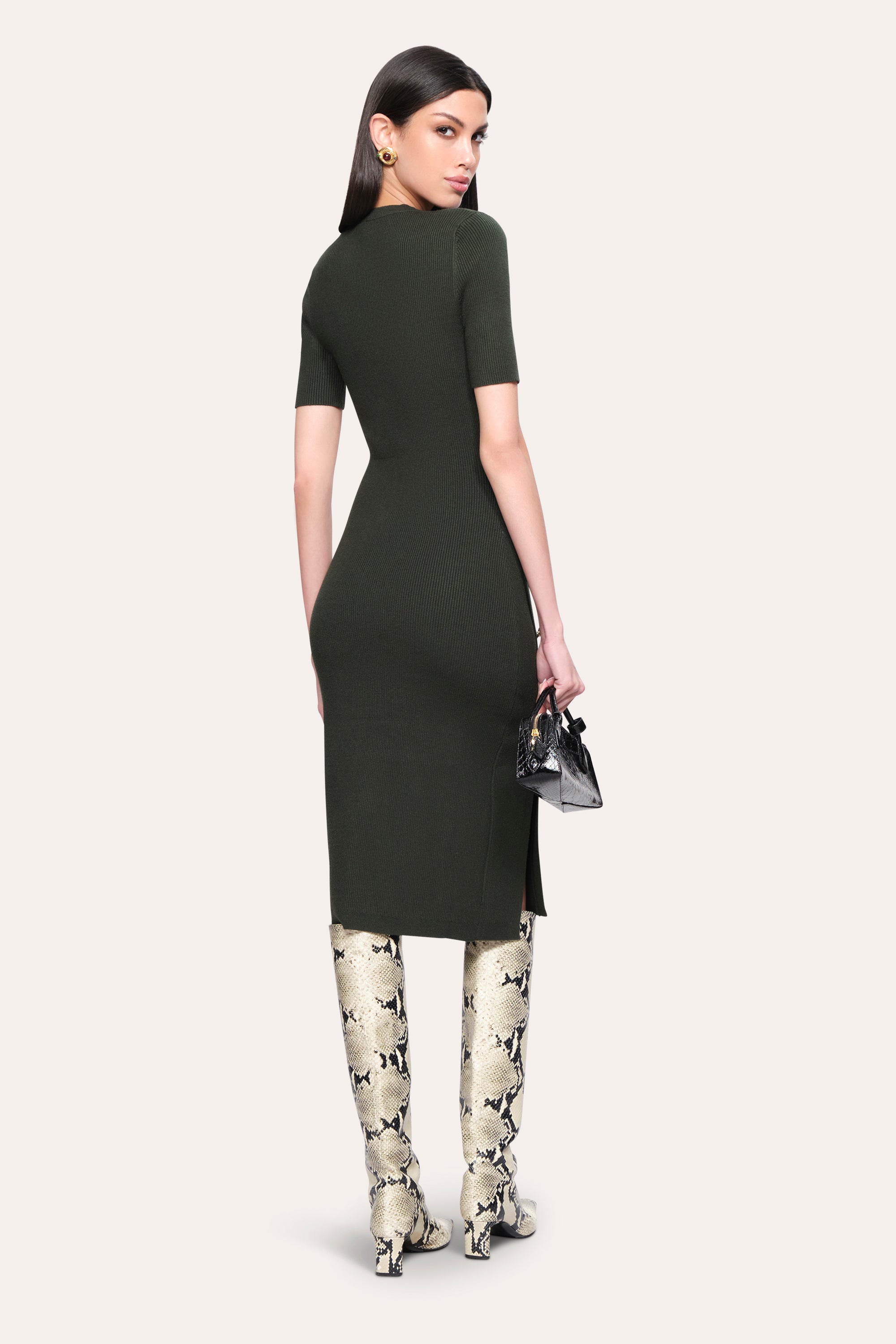 Bella Ribbed Dress | Elie Tahari DARK WILLOW