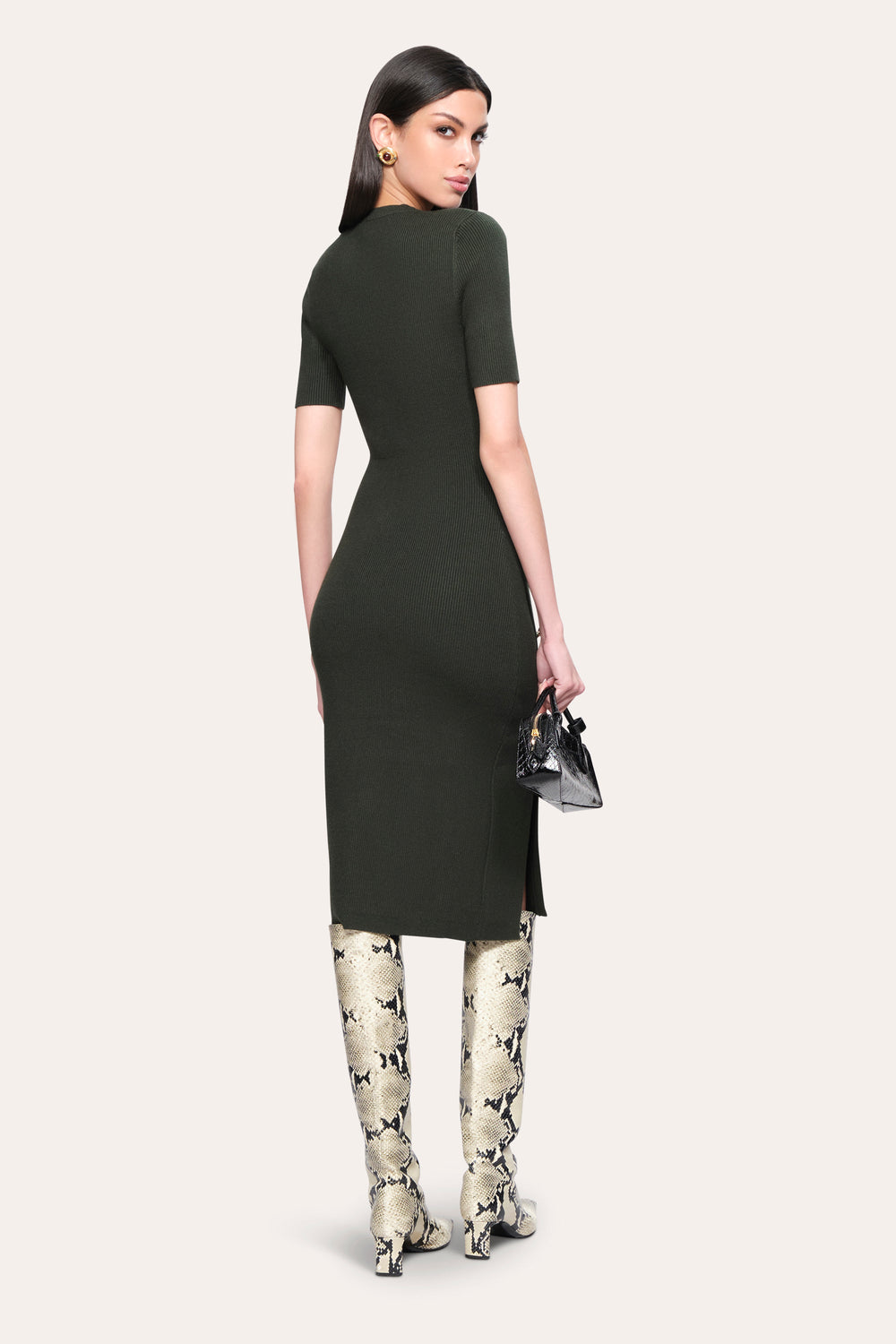 Bella Ribbed Dress | Elie Tahari DARK WILLOW