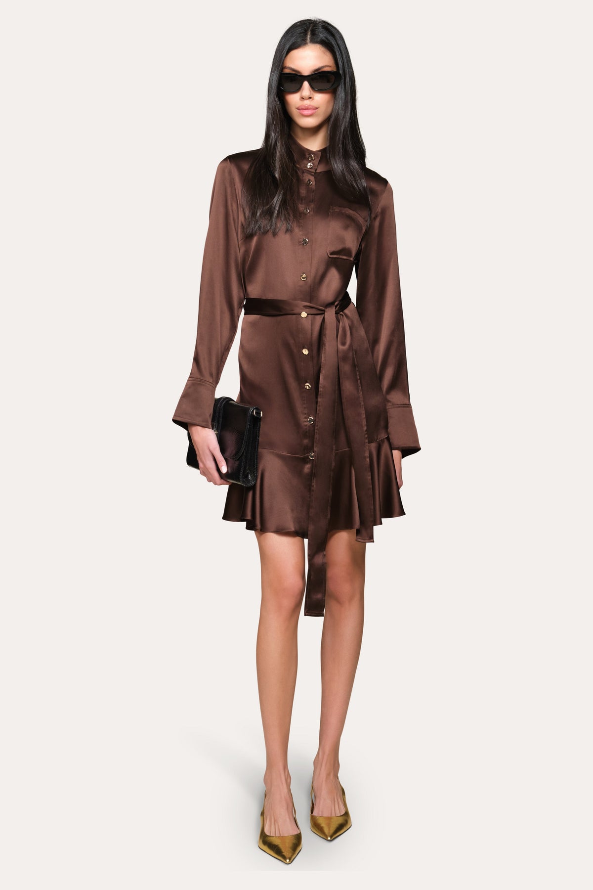 Silk Satin Dress | Elie Tahari ESPRESSO