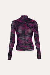 Georgia Ruched Mesh Top | Elie Tahari WILD ROSE