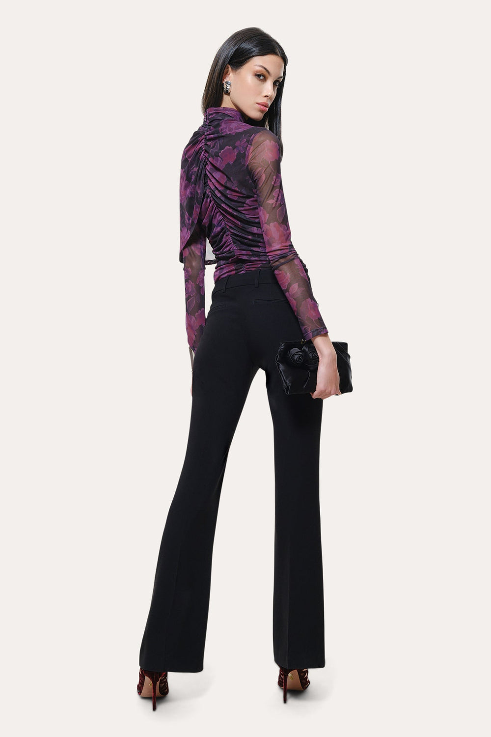 Georgia Ruched Mesh Top | Elie Tahari WILD ROSE
