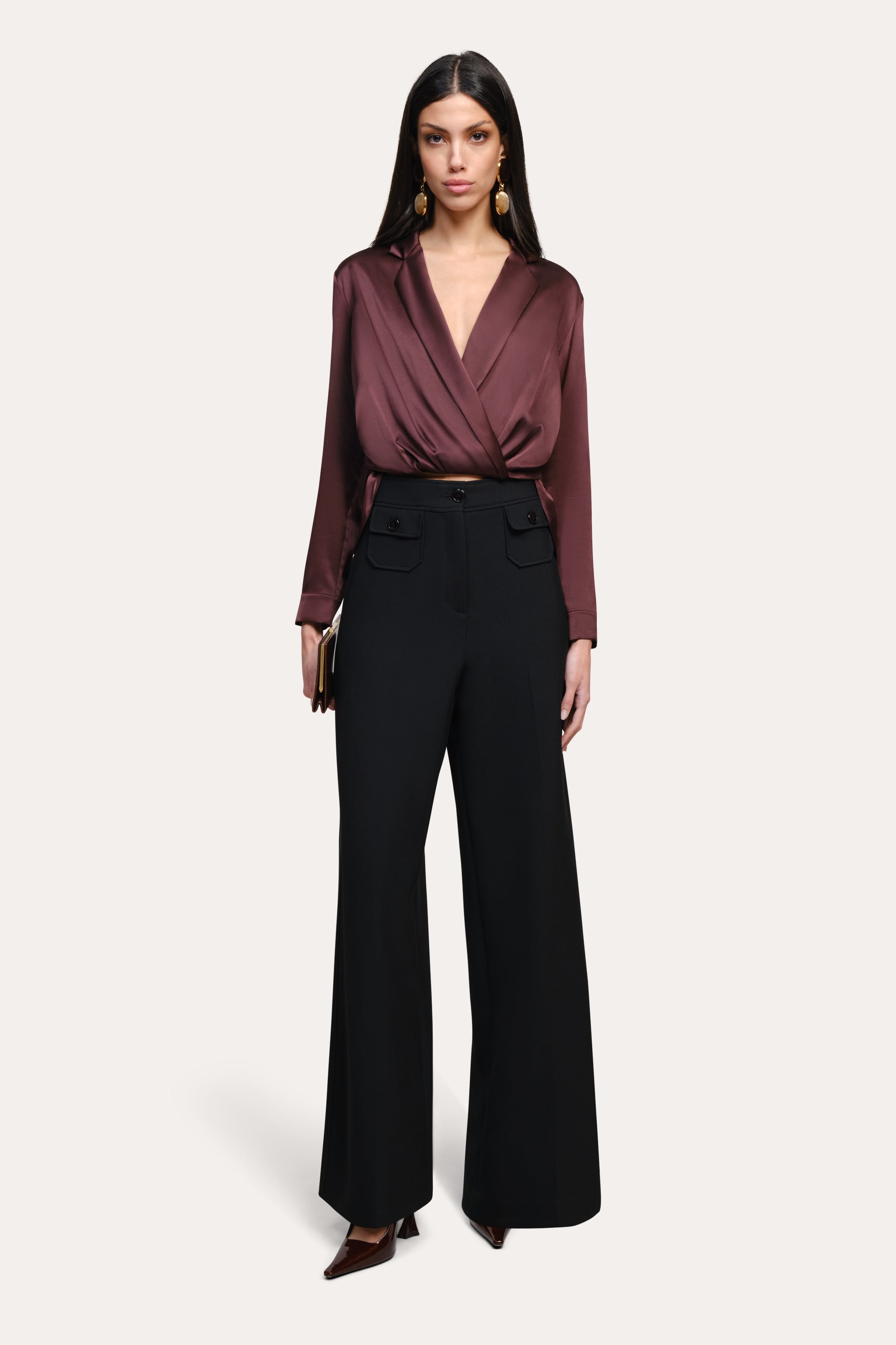 Violette Silk Satin Blouse | Elie Tahari AUBERGINE