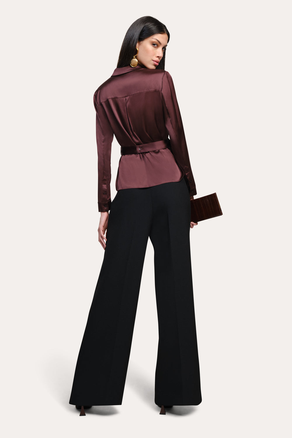 Violette Silk Satin Blouse | Elie Tahari AUBERGINE