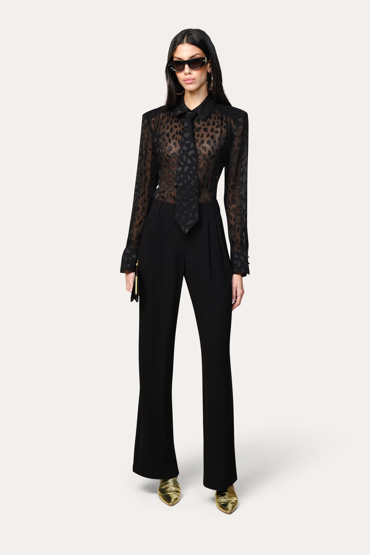Burnout Tie Button Down | Elie Tahari BLACK