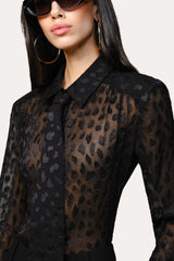 Burnout Tie Button Down | Elie Tahari BLACK