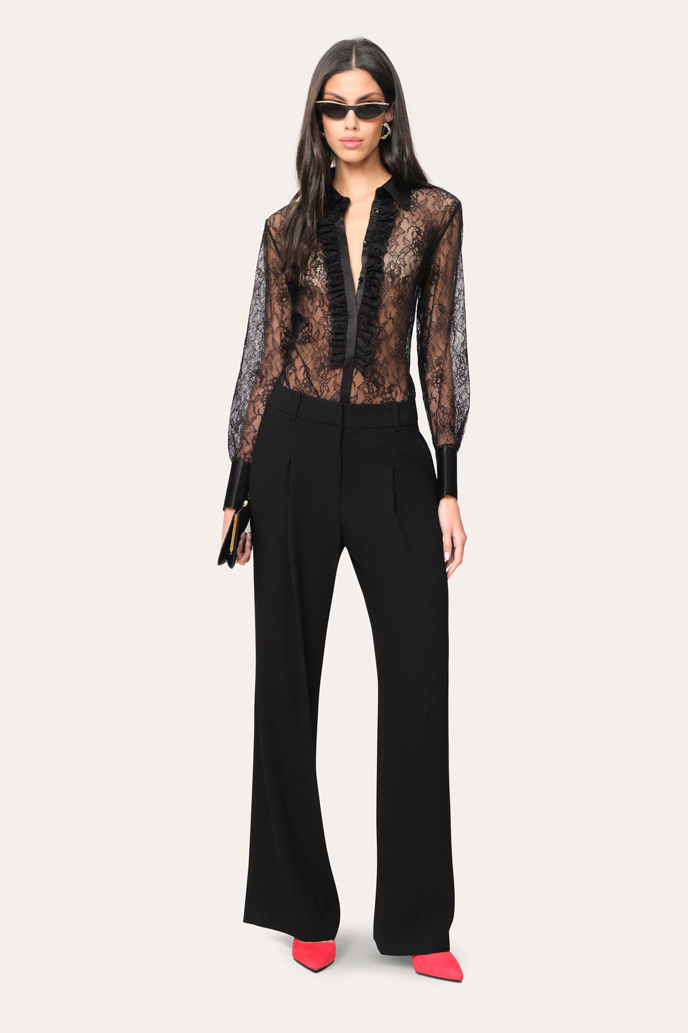 Laced Trim Blouse | Elie Tahari BLACK