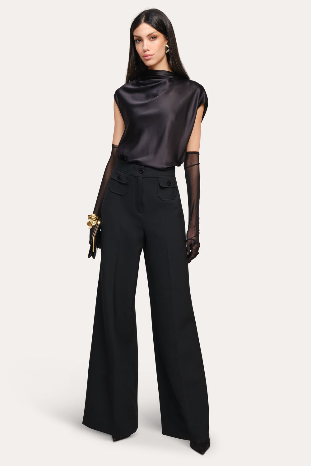 Diane Silk Draped Blouse | Elie Tahari BLACK