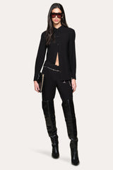 Japanese Crepe Button Down | Elie Tahari BLACK