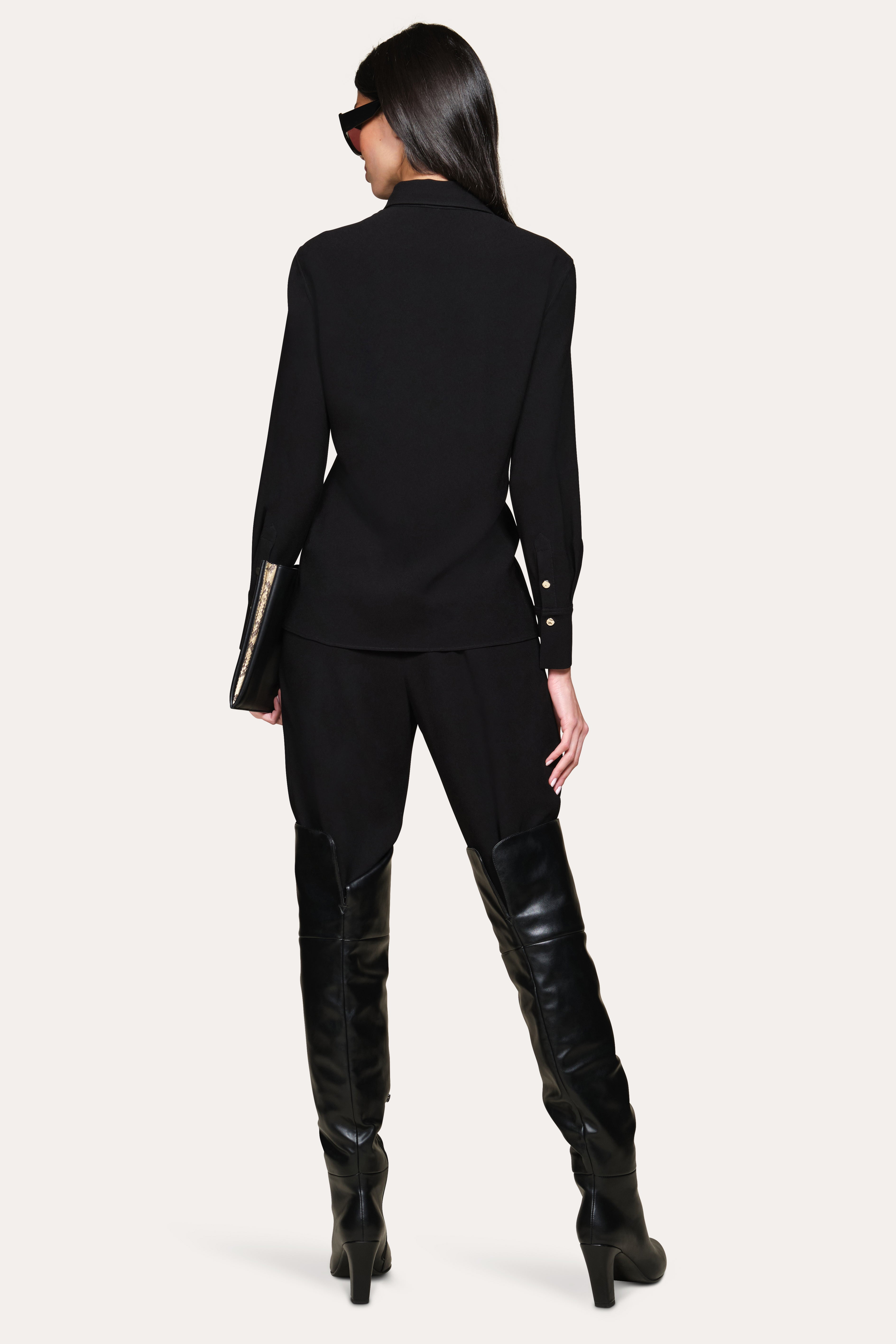 Japanese Crepe Button Down | Elie Tahari BLACK