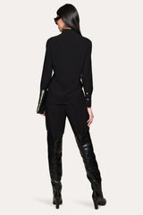 Japanese Crepe Button Down | Elie Tahari BLACK