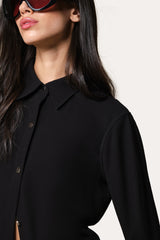 Japanese Crepe Button Down | Elie Tahari BLACK