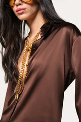 Silk Button Down | Elie Tahari ESPRESSO