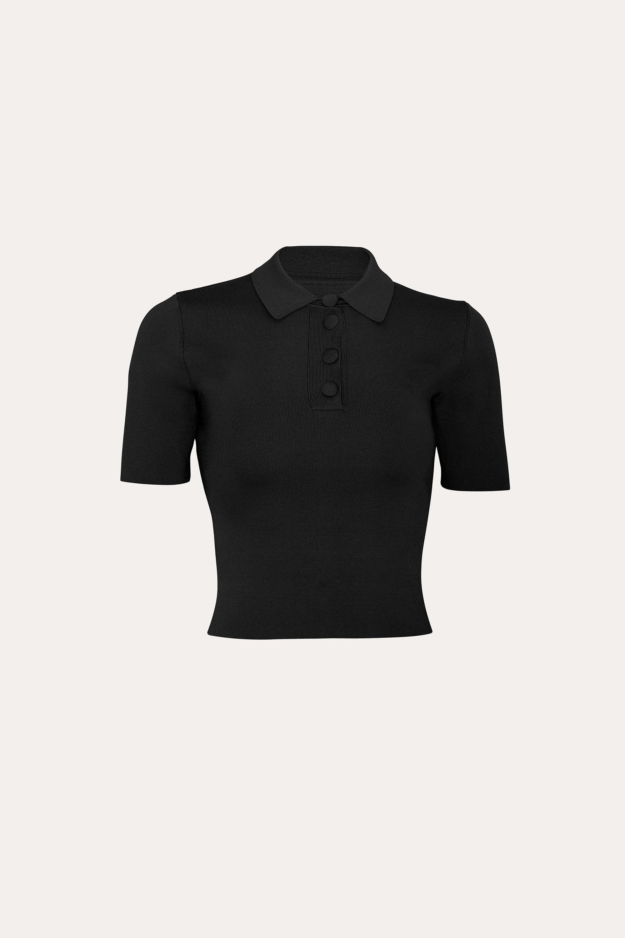 Skylar Milano Sculpt Cropped Polo | Elie Tahari BLACK