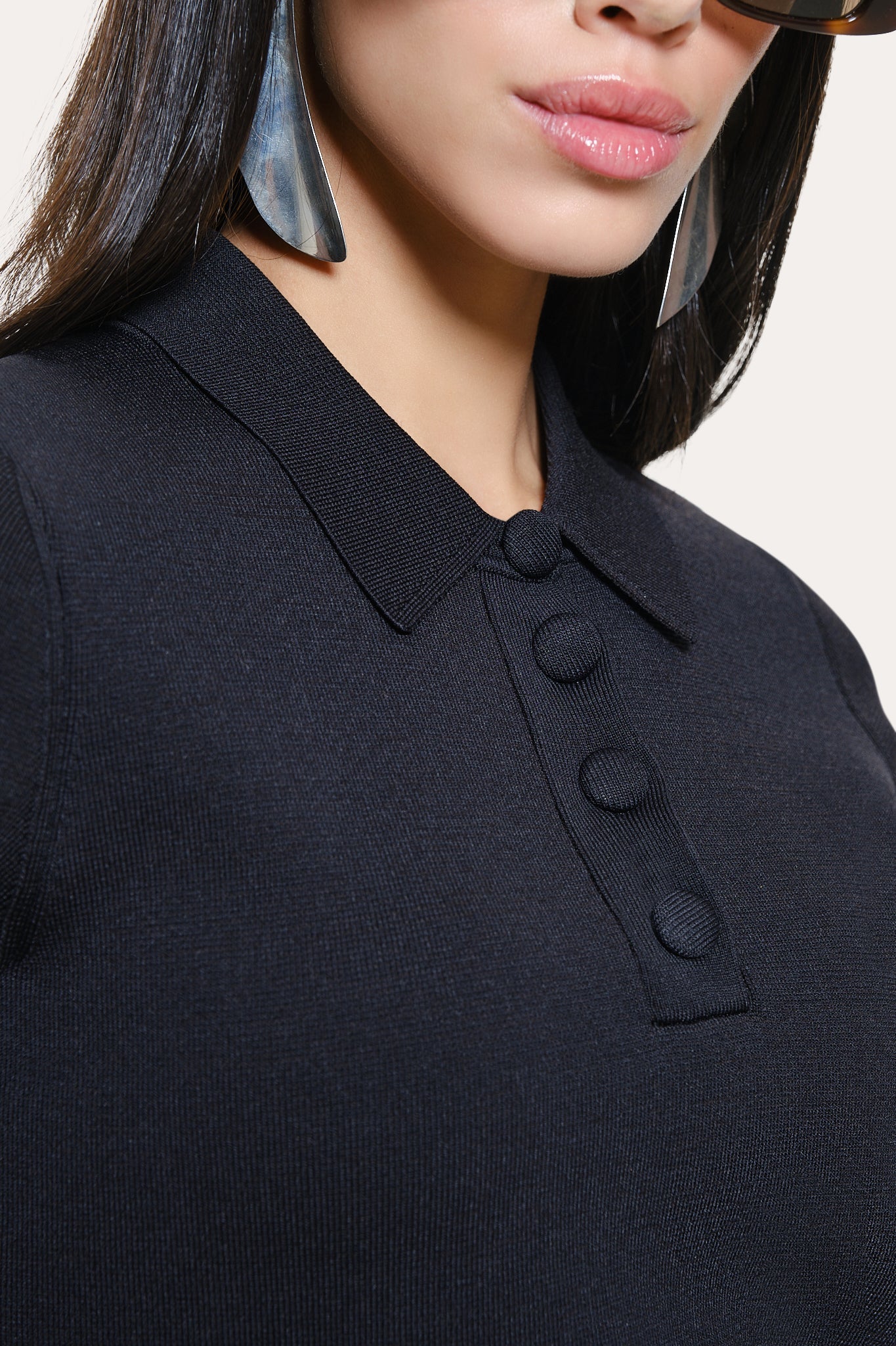 Skylar Milano Sculpt Cropped Polo | Elie Tahari BLACK