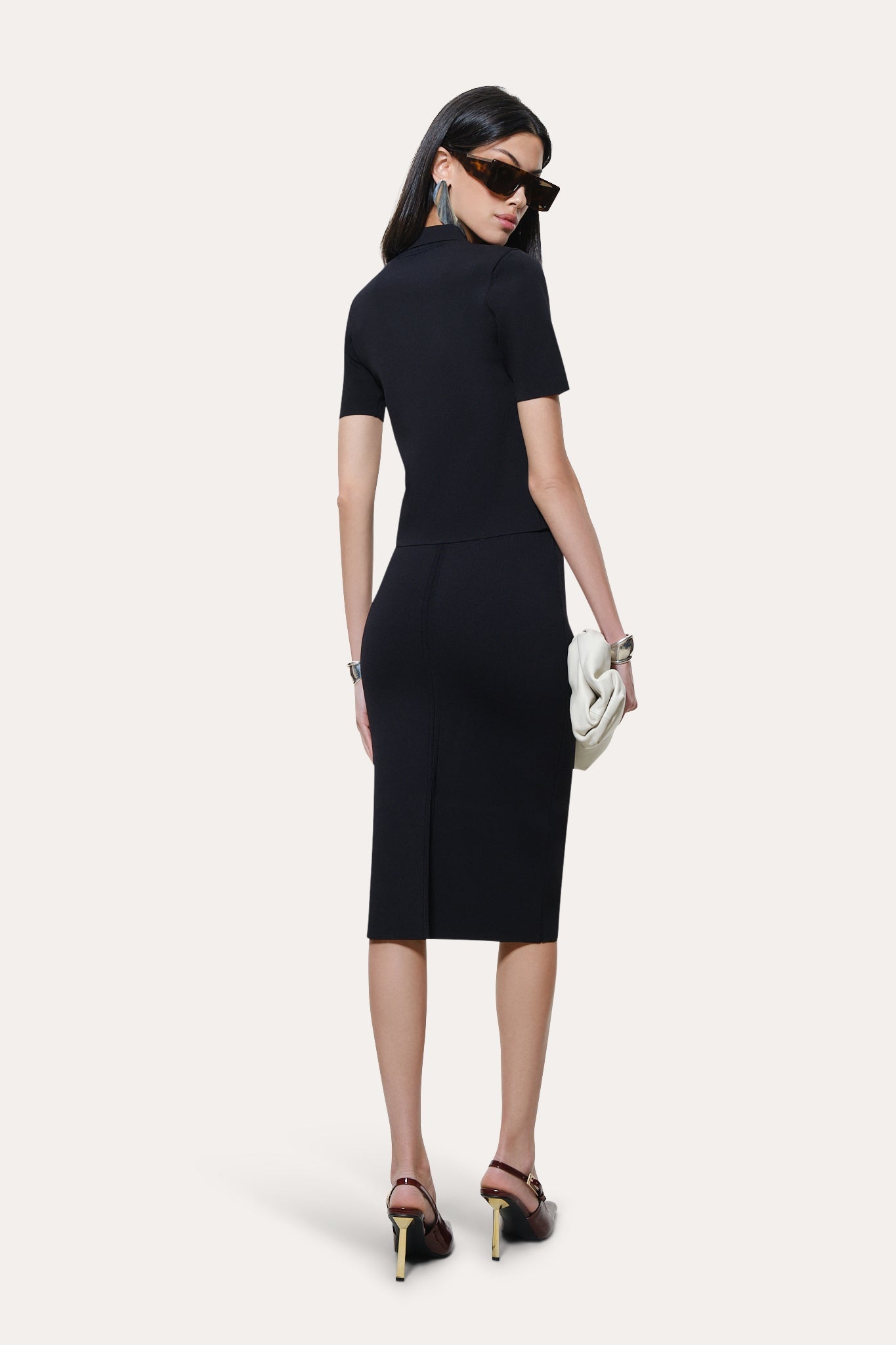 Skylar Milano Sculpt Cropped Polo | Elie Tahari BLACK