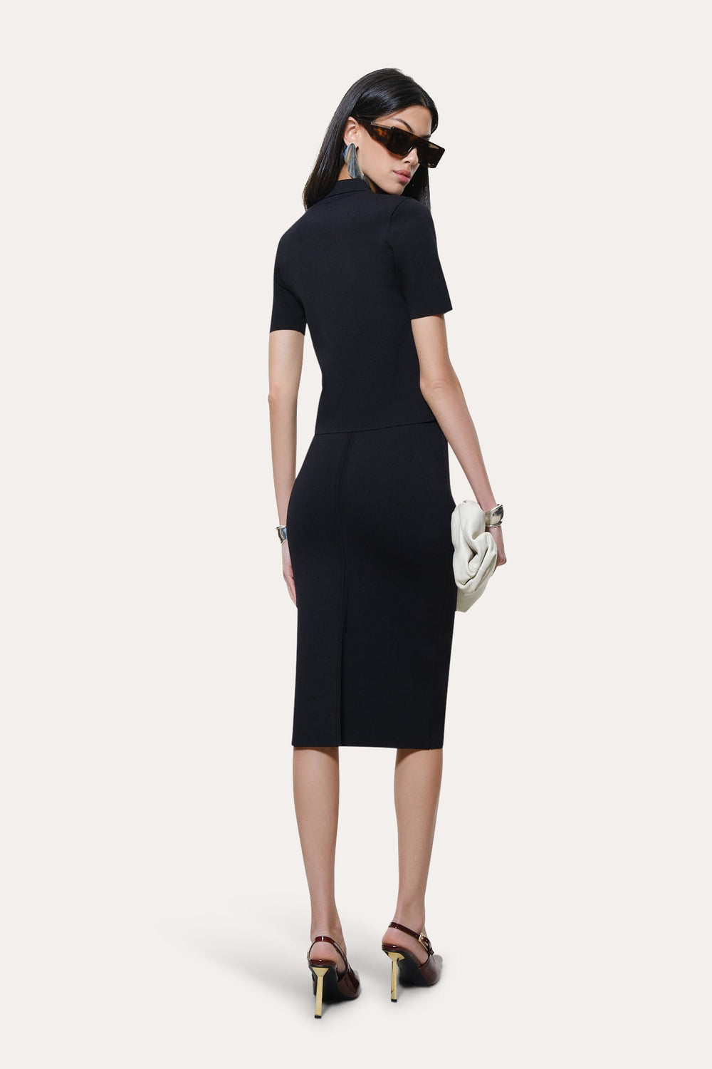 Skylar Milano Sculpt Cropped Polo | Elie Tahari BLACK