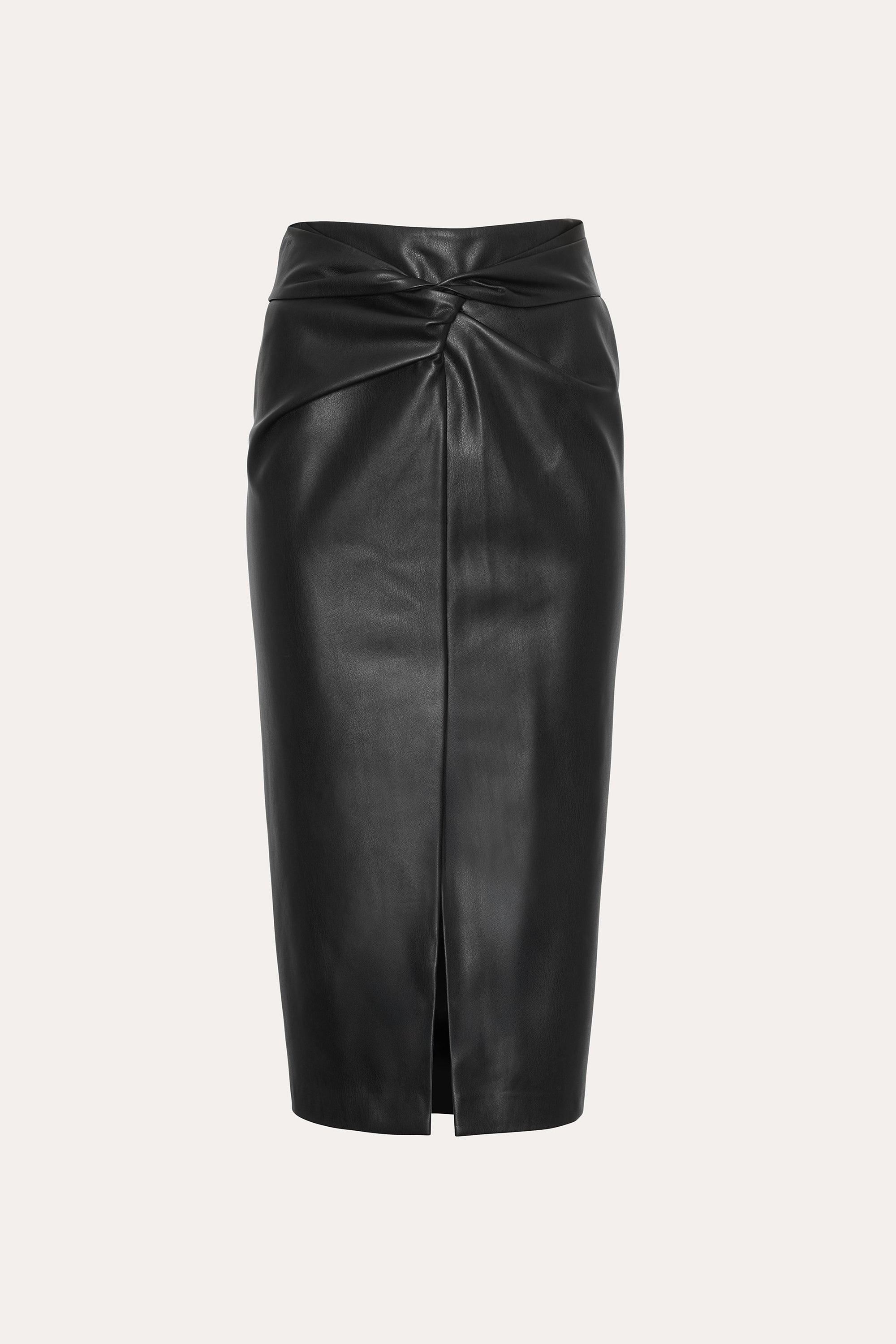 Vegan Leather Twist Skirt | Elie Tahari BLACK