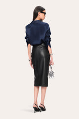 Vegan Leather Twist Skirt | Elie Tahari BLACK
