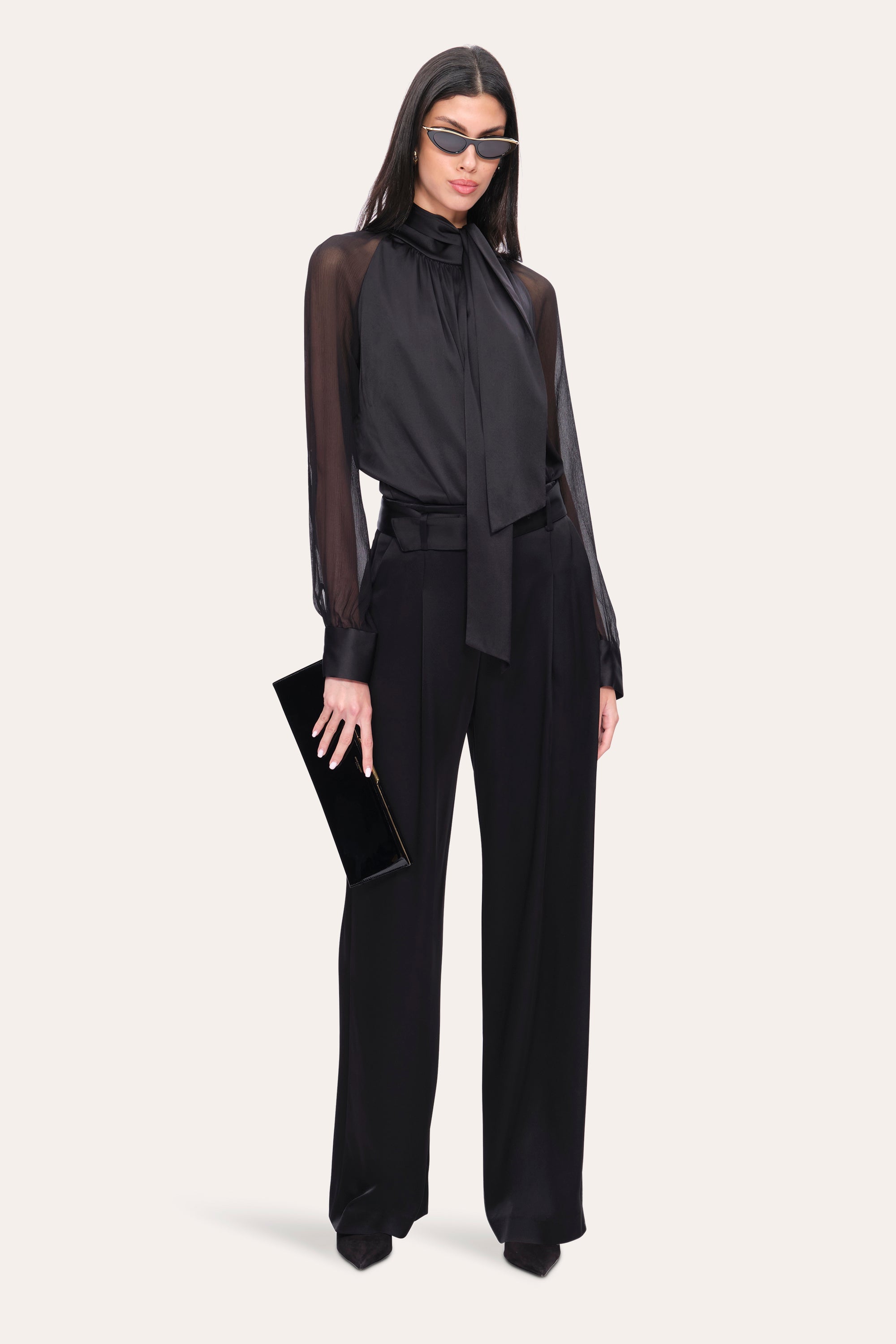 Satin Belted Pant | Elie Tahari BLACK