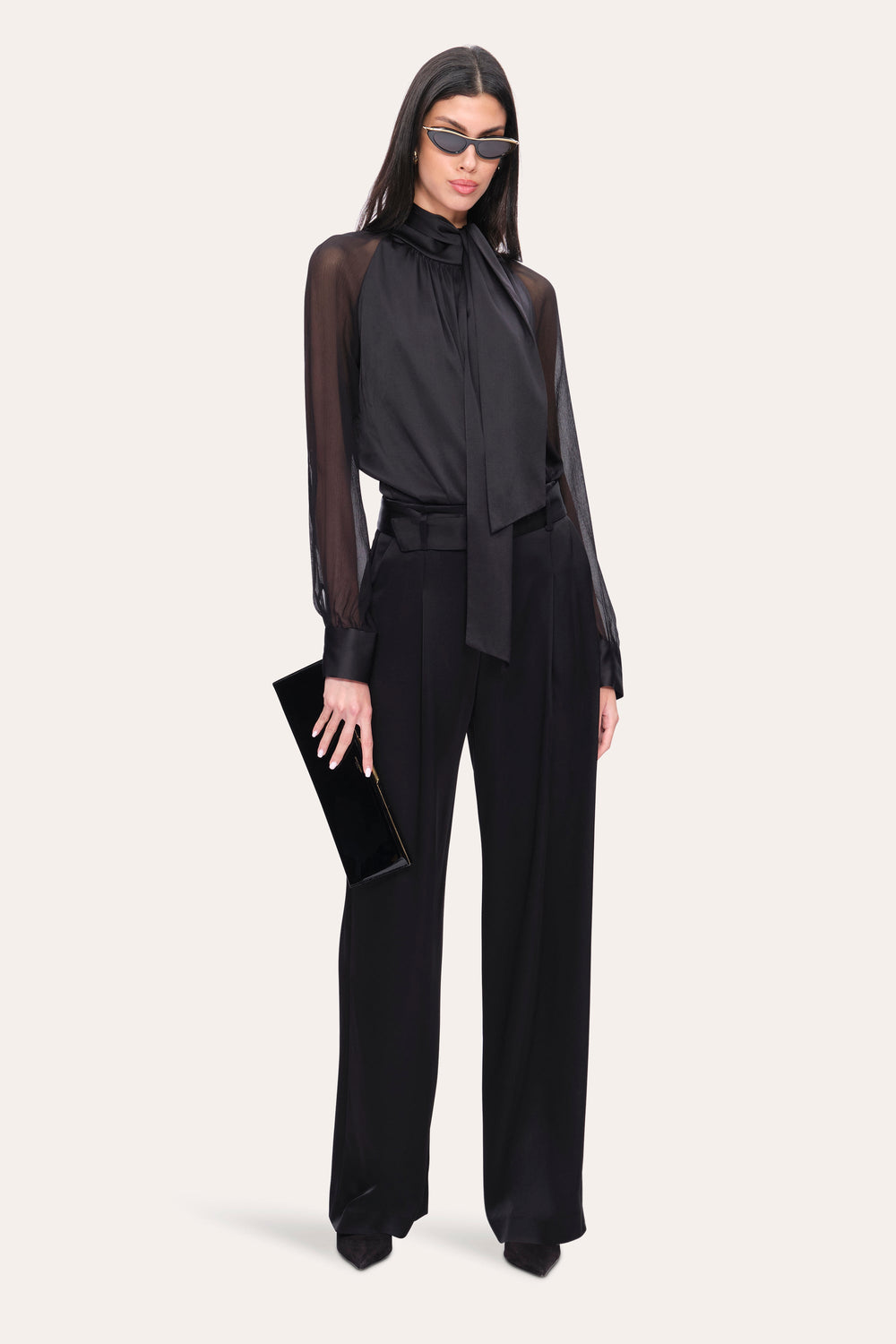 Satin Belted Pant | Elie Tahari BLACK