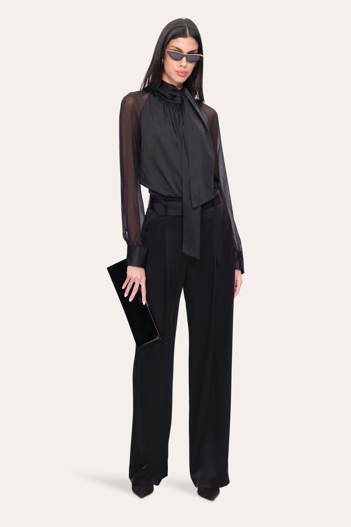 Satin Belted Pant | Elie Tahari BLACK