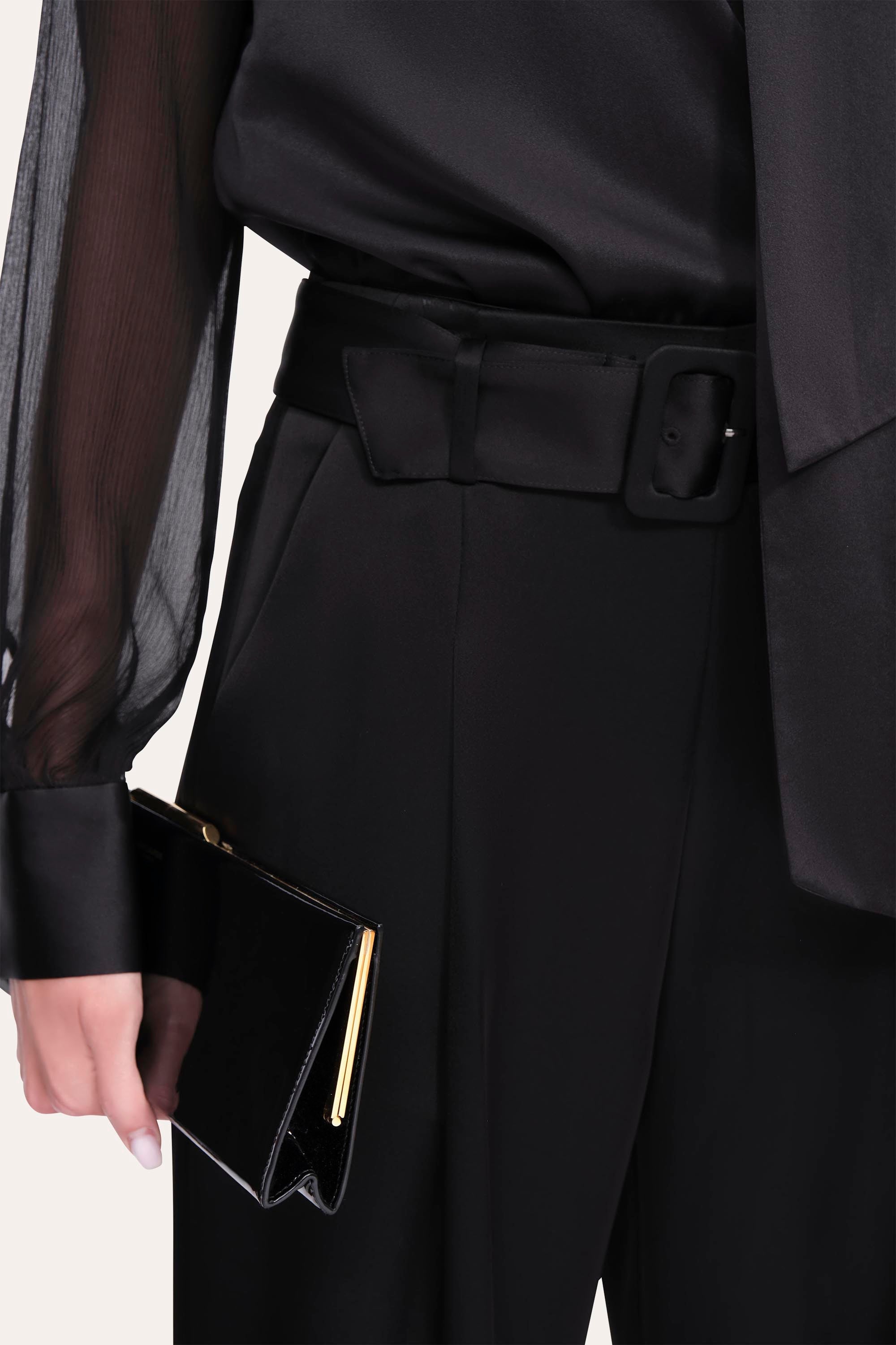 Satin Belted Pant | Elie Tahari BLACK