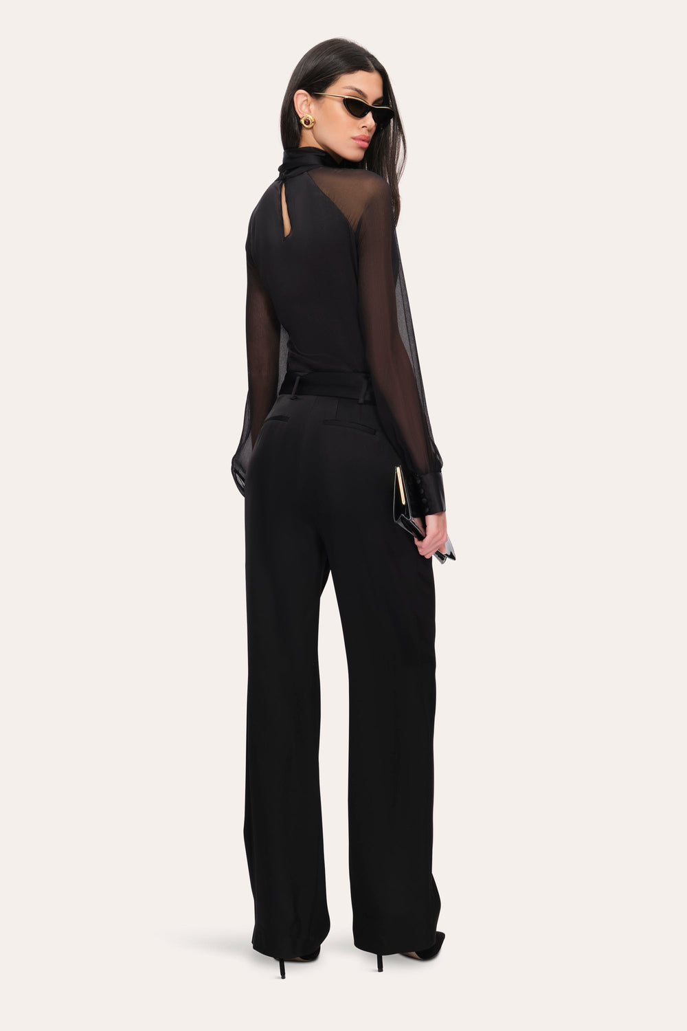 Satin Belted Pant | Elie Tahari BLACK
