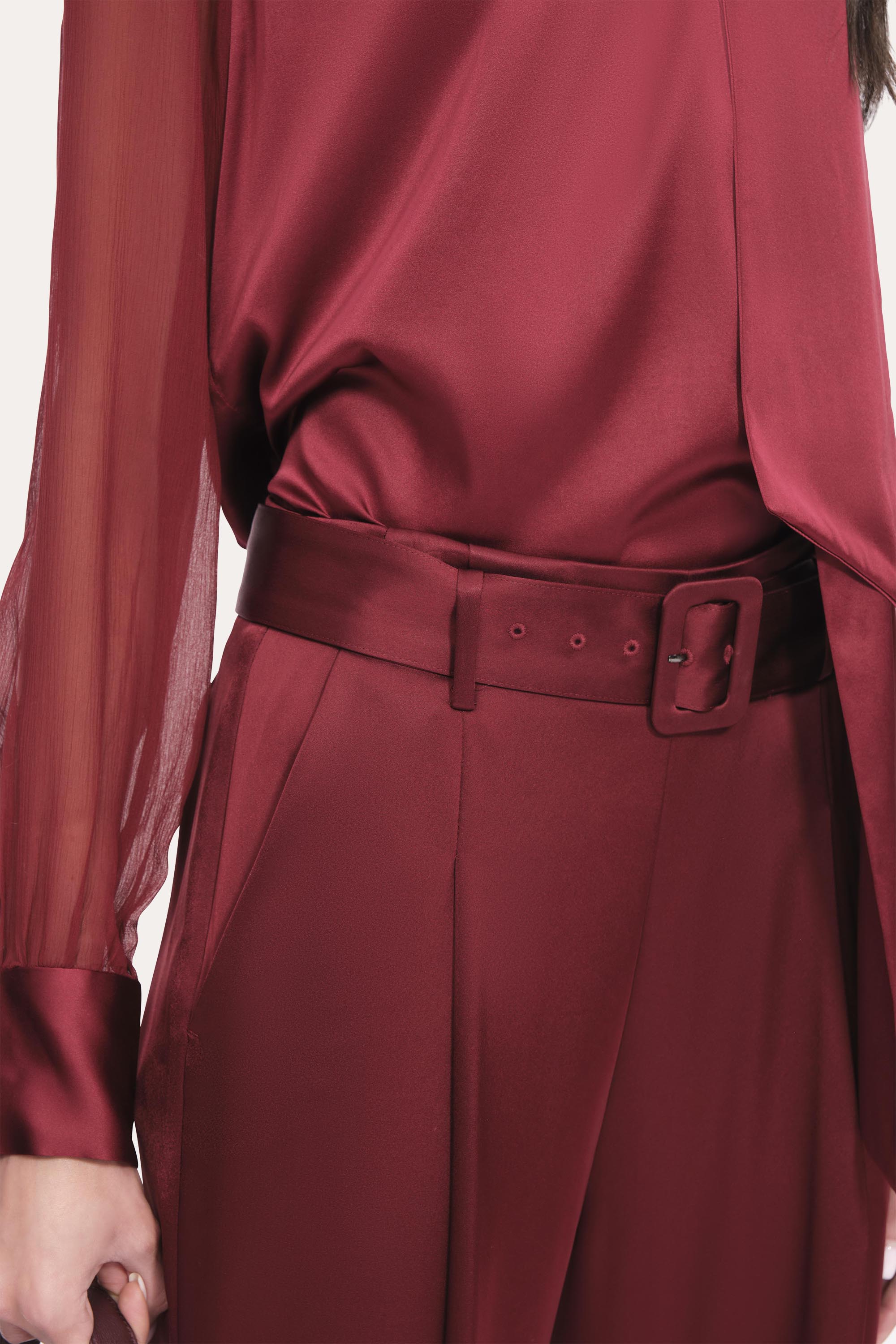 Satin Belted Pant | Elie Tahari SANGRIA