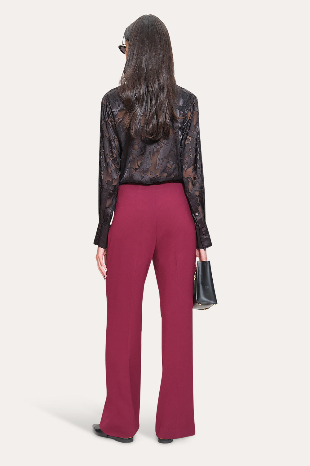 Crepe Wide Pant | Elie Tahari MULBERRY