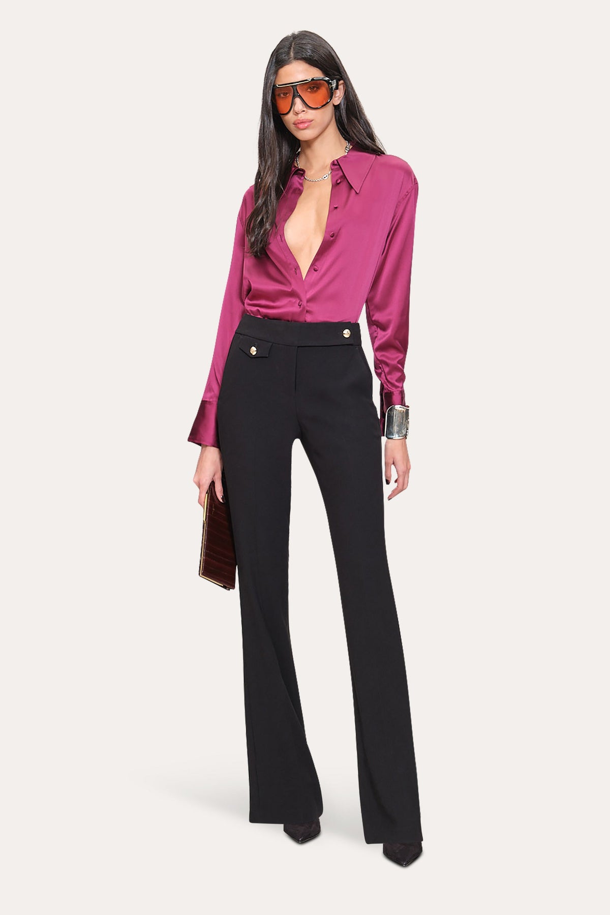 Silk Button Down Shirt | Elie Tahari MULBERRY
