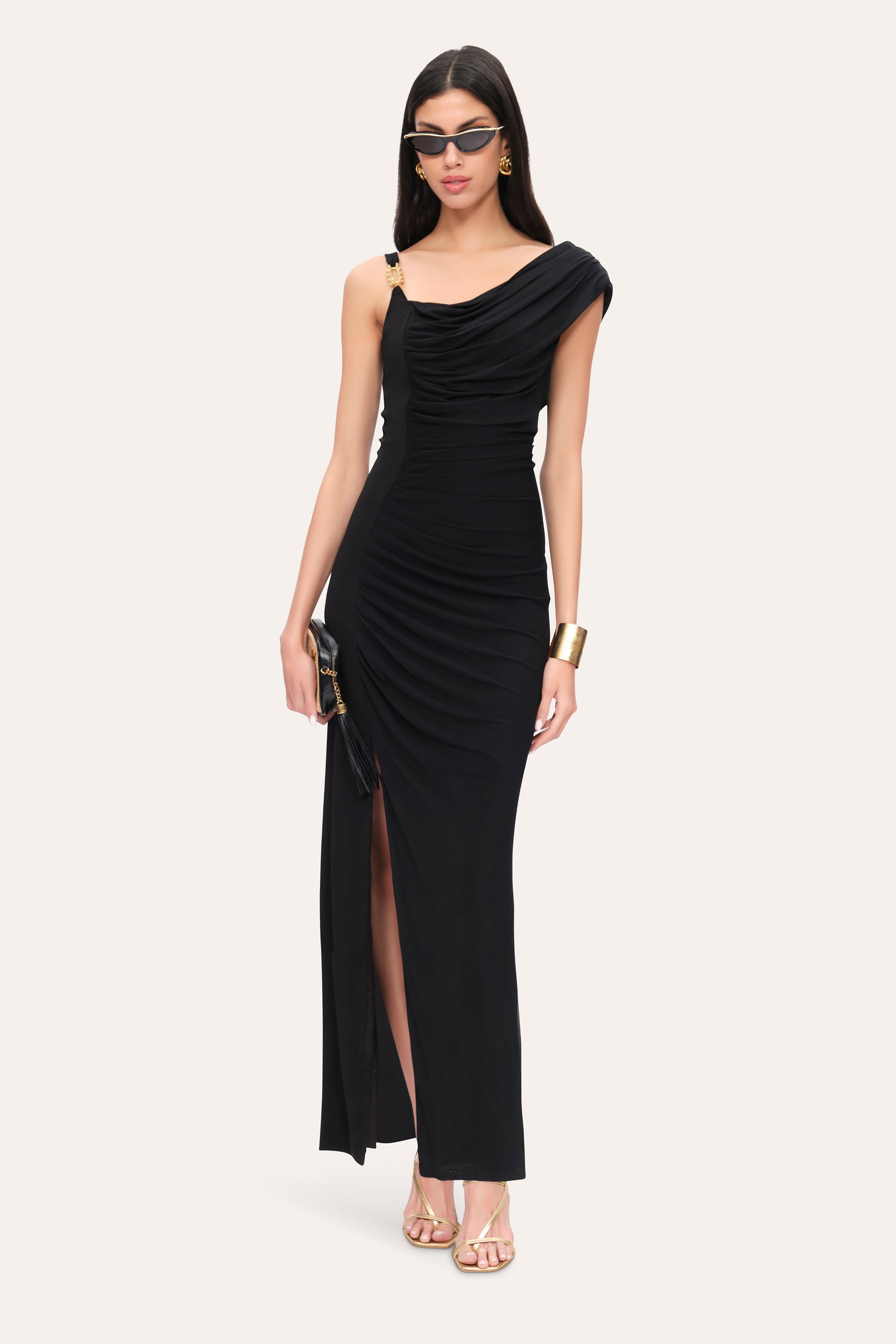 Asymmetric Chain Gown | Elie Tahari BLACK