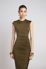 Ruched Jersey Dress | Elie Tahari OLIVE